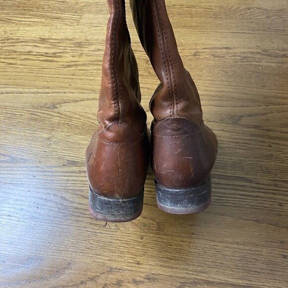 Frye Boots Vintage Melissa Button Cognac Leather Riding Tall 77167 - Picture 9 of 13